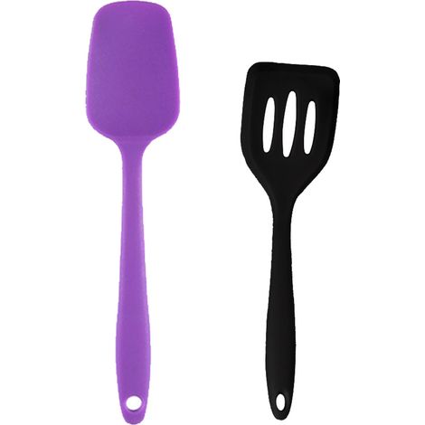 Ensemble Ustensiles Cuisine Silicone - Spatules Antiadhésives Résistantes Chaleur - Pour Casseroles Et Poêles - Lot De 2 Pièces (1/5)