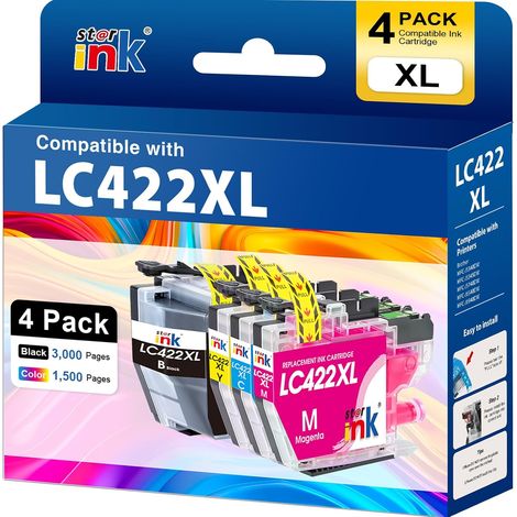 Cartouche d'encre Compatible pour Brother LC-422XL LC-422VAL LC 422 pour Brother MFC-J5340DW MFC-J5345DW MFC-J5740DW MFC-J6540DW MFC-J6940DW(4 Pack) (1/5)