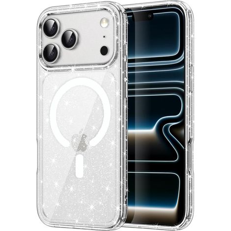 Funda para iPhone 17 Pro, compatible con MagSafe, con purpurina - Transparente (1/5)