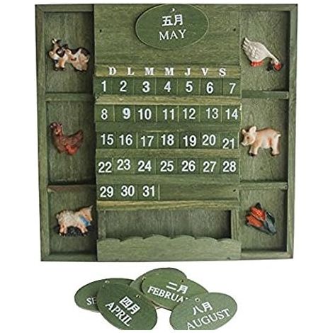 Calendrier Murale En Bois - Cubes Réglables - Style Méditerranéen Vintage - Pour Bureau Ou Intérieur - 1 Pièce (1/5)