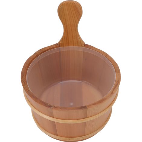 Ensemble seau et louche pour sauna, hammam, tonneau en bois étanche avec revêtement plastique pour spa et piscine, 4 L (1/5)