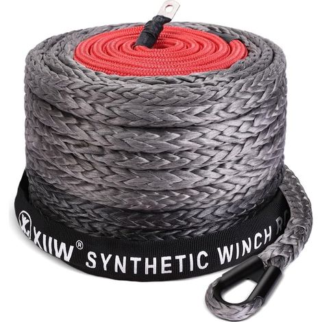 12-Strand 20500 LBS Corde synthétique en plastique UHMWPE Treuil à corde avec crochet de protection, corde synthétique 9299 kg, corde de remorque, treuil, camion, ATV, UTV