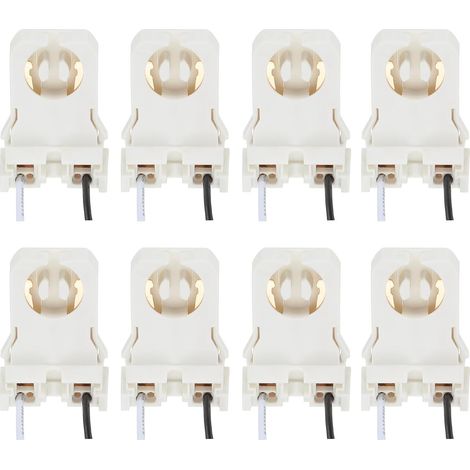 8Pcs Support de Lampe T8 Douille de Lampe Sans Shunt G13 Blanc (1/5)
