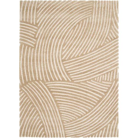 DESIGN COURBE - Tapis à reliefs doux géométrique beige 160x230 (1/5)