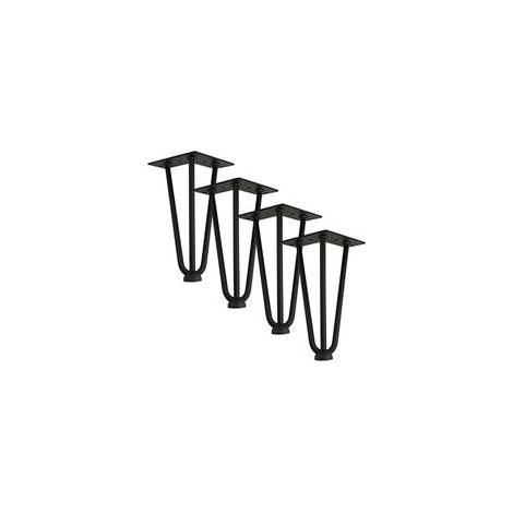 Qrity [Améliorer] Lot 4 Pieds de Table en épingle à Cheveux, 25cm Jambes en métal de Bricolage, Trois Barres de Fer, Plus Forte, avec vis et protecteurs de Sol (1/5)