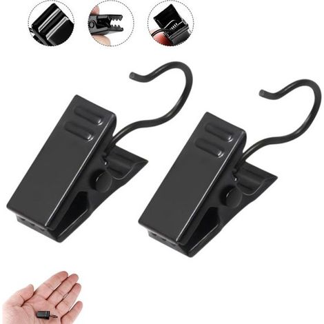 piezas, Ganchos para cortinas, Clip para cortina, 3,2 cm, Pinza negra, Gancho para cortina negro, Pinza para cortina de ducha, Pinza pequeña para cortina, Exterior, Ligero (1/5)