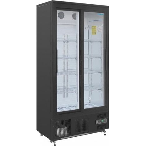 Arrière-bar vertical 2 portes vitrées coulissantes noir 490 Litres, 400 W, 220 V - MONO