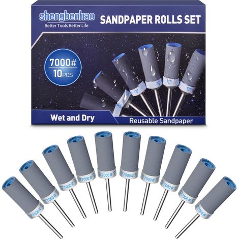 10pcs 7000 Grit Sanding Drum for Rotary Tools Sanding Sleeves with 1/8" Shank for Polishing and Sanding (1/5)