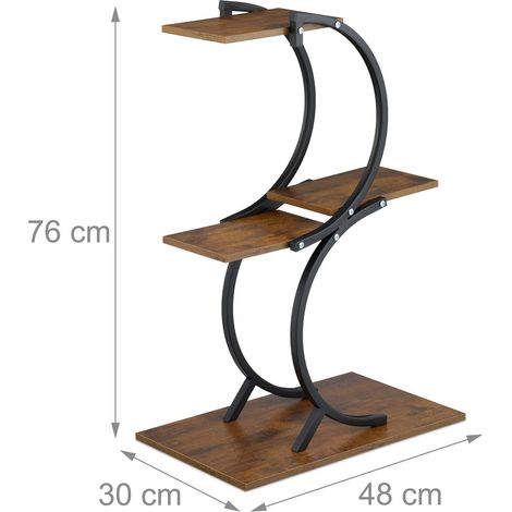 Estantería para plantas 4 baldas diseño industrial salón dormitorio 90 x 30 x 120 cm de madera negra 130017162 (1/2)