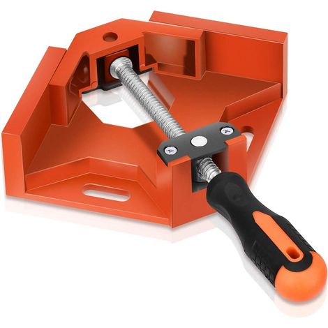 Pince à Angle Droit à 90°, Pince à Angle de 90 Degrés en Alliage d'aluminium avec Mâchoire Oscillante pour Menuisier Soudage & Travail du Bois, Right Angle Corner Clamp - Orange