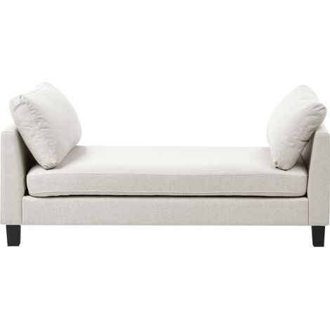 Chaise longue de tela estilo escandinavo moderno patas de acero beige claro Archiane