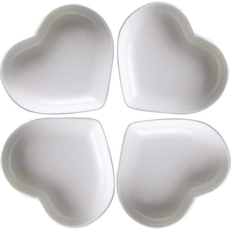 Adorable petit plat à sauce en céramique en forme de cœur, bol à herbes miniature, bol à épices/sauce soja pour sushis, bol de service pour apéritifs, ensemble de petits plats en porcelaine « Love ».