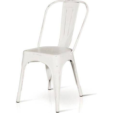 Sedia stile industry in ferro Colori sedie Tempesta: Bianco