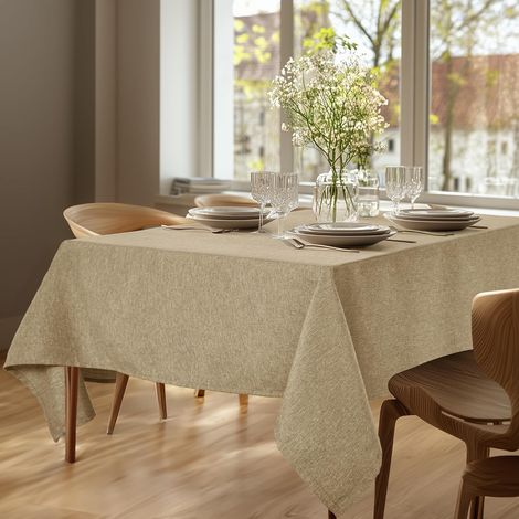 Tovaglia impermeabile lavabile, decorazione rettangolare, effetto lino impermeabile, 140140 cm, cachi, 1 pezzo