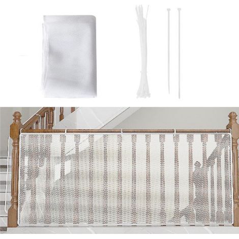 Filet de sécurité pour escaliers, 3mx79cm, filet de sécurité pour bébé pour balcons et escaliers, barrière de sécurité réglable pour chats et jouets (1/5)