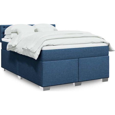 Boxspringbett mit Matratze Blau 140x190 cm Stoff