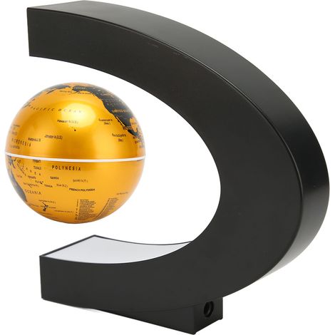 Objet de décoration intérieure original et unique : globe à lévitation magnétique, boule anglaise dorée en forme de C de 3 pouces, cadeau d'affaires, boule anglaise dorée, norme européenne. (1/5)