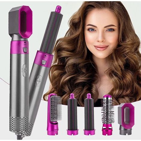Airstyler 5 en 1 Hairwrap, brosse soufflante multifonction, édition 2023, sèche-cheveux, boucleur, lisseur et brosse à air chaud, rose/gris (1/2)