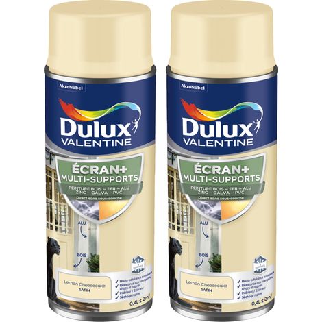 ECRAN+ MULTI-SUPPORTS EXTERIEURE Satin - Lot de 2 aérosols en phase aqueuse - Lemon Cheesecake 400 ml - Dulux Valentine