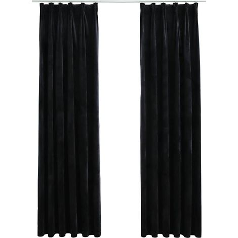 Maison Exclusive - Tende Oscuranti con Ganci 2 pz Nere in Velluto 140x245 cm