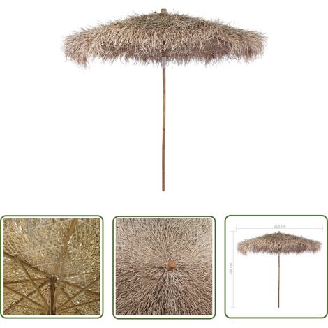 The Living Store Bambus-Sonnenschirm mit Bananenblatt-Dach 210 cm - Bambus Sonnenschirm - Bananenfutter Sonnenschirm - Garten Sonnenschirm - Outdoor Sonnenschirm - Pool Sonnenschirm (1/4)