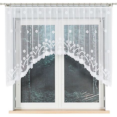 Florentyna - Rideau jacquard prêt à poser avec fente en bas - 330 x 120 cm - blanc (1/5)