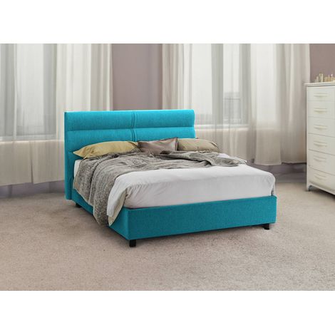 Cama de Plaza y Media Brinzio, Colchón Incluido, Hecho en Italia, Azul (1/5)