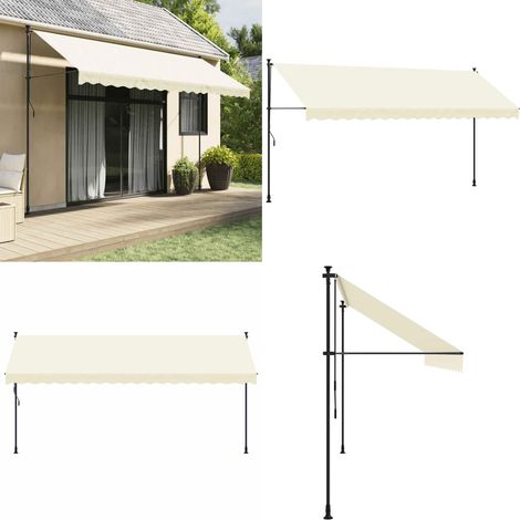 Auvent rétractable crème 400x150 m tissu et acier - Auvent rétractable - Auvent terrasse (1/5)