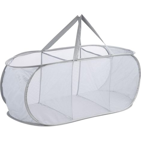 3-Section Folding Laundry Basket, Oxford Cloth Laundry Hamper, Thick Design, Ideal for Bathroom and Dormitory (GRAY) (1/5)