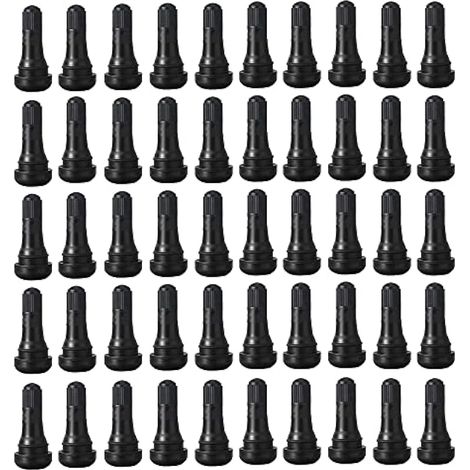 50 pièces Valve de Pneu, Voiture Pneu Tubeless Valve Bouchon TR413, Valves Tubeless pour Pneus de Voiture, TR413 Valves en Caoutchouc de Voiture à Encliqueter, Noir (1/4)