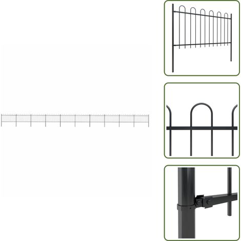 Gartenzaun mit Bügel-Design Stahl 17 x 1 m Schwarz - Gartenzaun - Stahlezaunt - Metallzaun - Zaun Schwarz - Sicherheitszaun