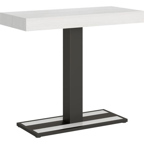 Console extensible frêne blanc et pieds métal anthracite 14 personnes 40 à 300cm Cali (1/5)