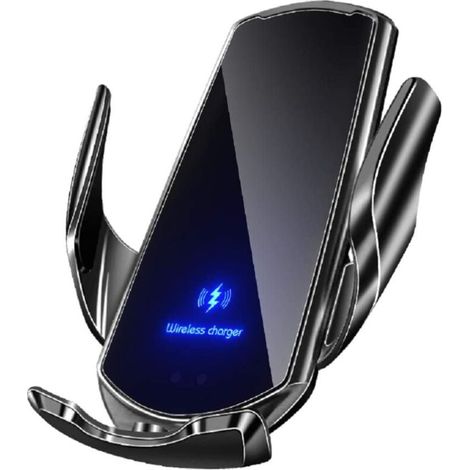 Accessoires portable pour voiture - Chargeur de voiture sans fil, compatible avec tous les smartphones Android Apple iPhone, support de téléphone de voiture (noir)- (1/4)