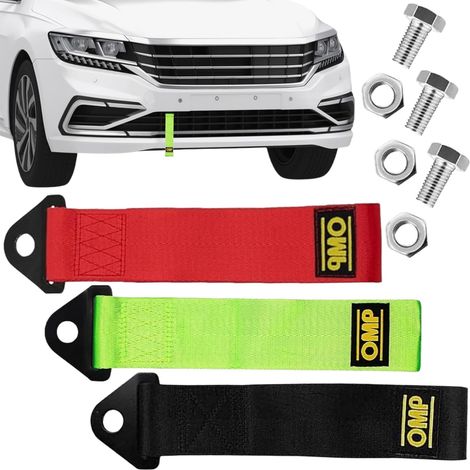 Crochets de remorquage en Tissu,Corde de Remorquage Voiture,3pcs Sangle de Remorquage,Sangle Remorquage Auto,Sangle Remorquage Voiture Course,Sangle de Remorquage Set,Corde Traction Automobile (1/5)