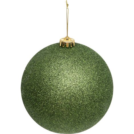 Déco Sapin Boule de Noël XL D 15 cm Vert olive pailleté - Feeric Christmas (1/2)
