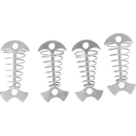 Lot de 4 piquets à ressort en alliage d'aluminium à chevrons pour tentes, auvents, planches de bois, passerelles et autres piquets à ressort en fil d'acier (argenté) (1/5)