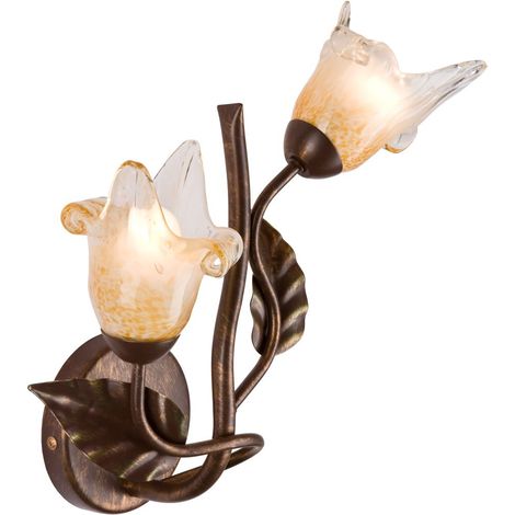 Wandleuchte Glas Metall Floral Shabby Wandlampe innen