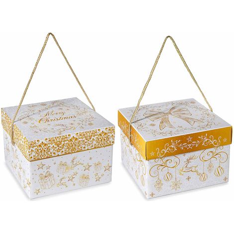 Scatole natalizie in carta per panettone con manico e coperchio, set da 8 pezzi