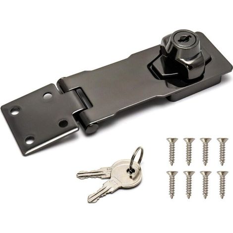 Serrure à clé à loquet, bouton rotatif de 10 cm, verrou de sécurité à clé avec vis de montage pour armoires, tiroirs, boîtes à outils, boîtes aux lettres, noir (1/4)