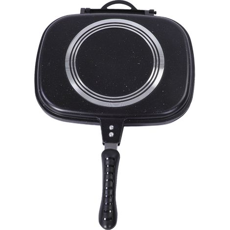 Padella grill antiaderente a doppia faccia, quadrata, per cottura a pressione, realizzata in lega di alluminio pressofuso. (1/5)
