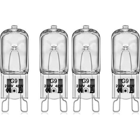 Ampoule halogène G9 40W 230V – Température maximale 300°C – Pour four et micro-ondes – Lot de 4 ampoules en verre de haute qualité (1/5)