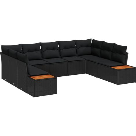 Garden Sofa Set with Cushion 5 pcs Black Poly Rattan vidaXL