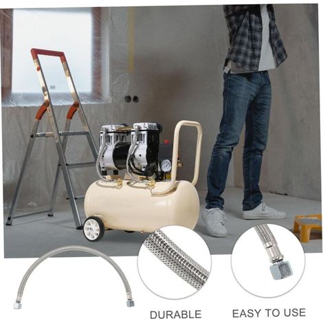 Compresseur d'air dans Le Tuyau Réservoir d'air Tuyau Tressé De Compresseur d'air Tuyau De Tête Pièces De Compresseur Tuyaux Durite Machine sans Huile Acier Inoxydable Accessoires (1/4)