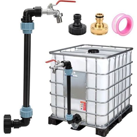 Ibc Robinet Cuve 1000l, 3/4" Raccord Cuve Ibc Robinet Kit, Ibc Adaptateur Pour Cuve Récupération D'eau De Pluie Avec Raccord S60x6 (1/5)