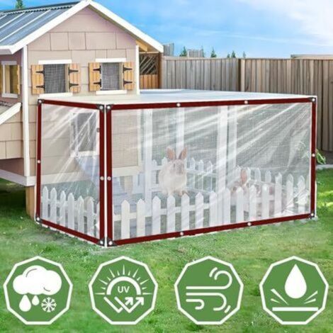Transparente Plane mit Ösen, 2 x 3 m, transparenter Außenschutz, witterungsbeständig, ideal zum Schutz von Terrassen, Balkonen, Gartenmöbeln oder (1/5)
