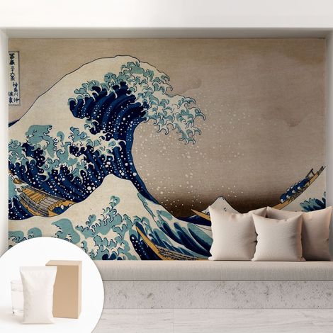 Papier peint intissé pour salon chambre à coucher peint imprimé Installation facile - Colle incluse gratuite Vague dramatique 208x146 cm (1/5)