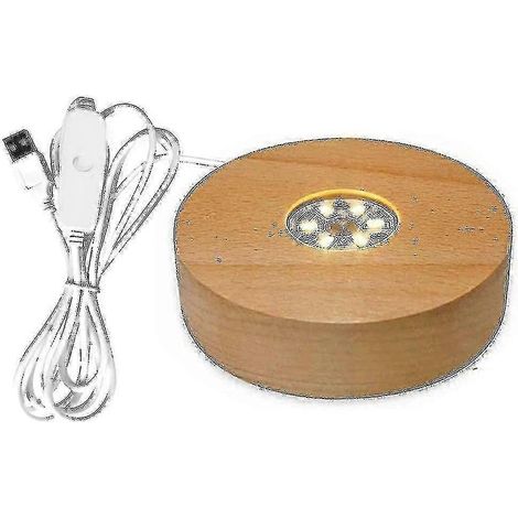 Pied de lampe en bois massif, présentoir rotatif, accessoire rechargeable, avec télécommande et éclairage LED. (1/5)
