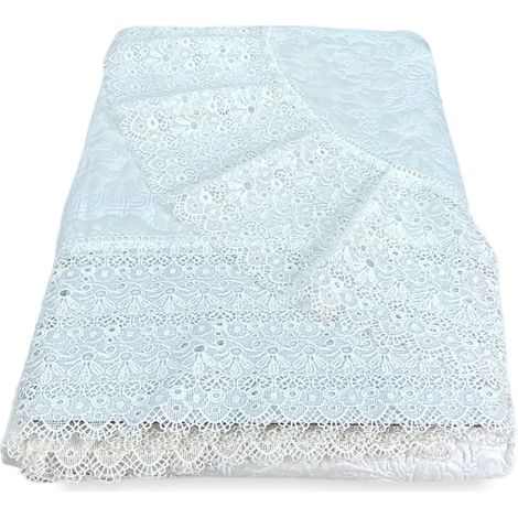 COPRILETTO con Pizzo Alto MACRAMÈ Panna MATRIMONIALE Idea SPOSA (1/5)