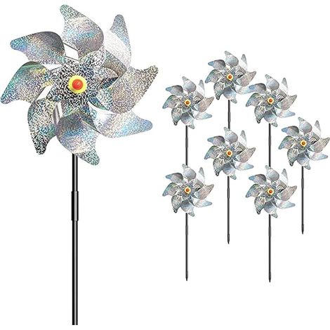 Vogelschreck Gartendekoelement, 8 Stück Vogelabwehr Windmühle, zum Schutz von Garten, Obstgarten und Hof (1/5)