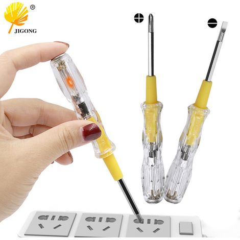 Stylo testeur à double extrémité et à double usage pour électriciens (tournevis Phillips et plat), stylo testeur de contact inductif domestique à double fonction.